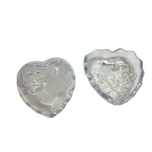 Glass Heart Container Vintage Decor Piece Jewelry Storage Rose trinket box